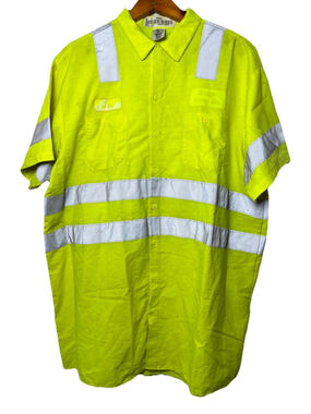 Cintas Button Up Shirt Work Uniform 3 PACK Hi-Visibility Yellow 2-2XL’s, 1-3XL